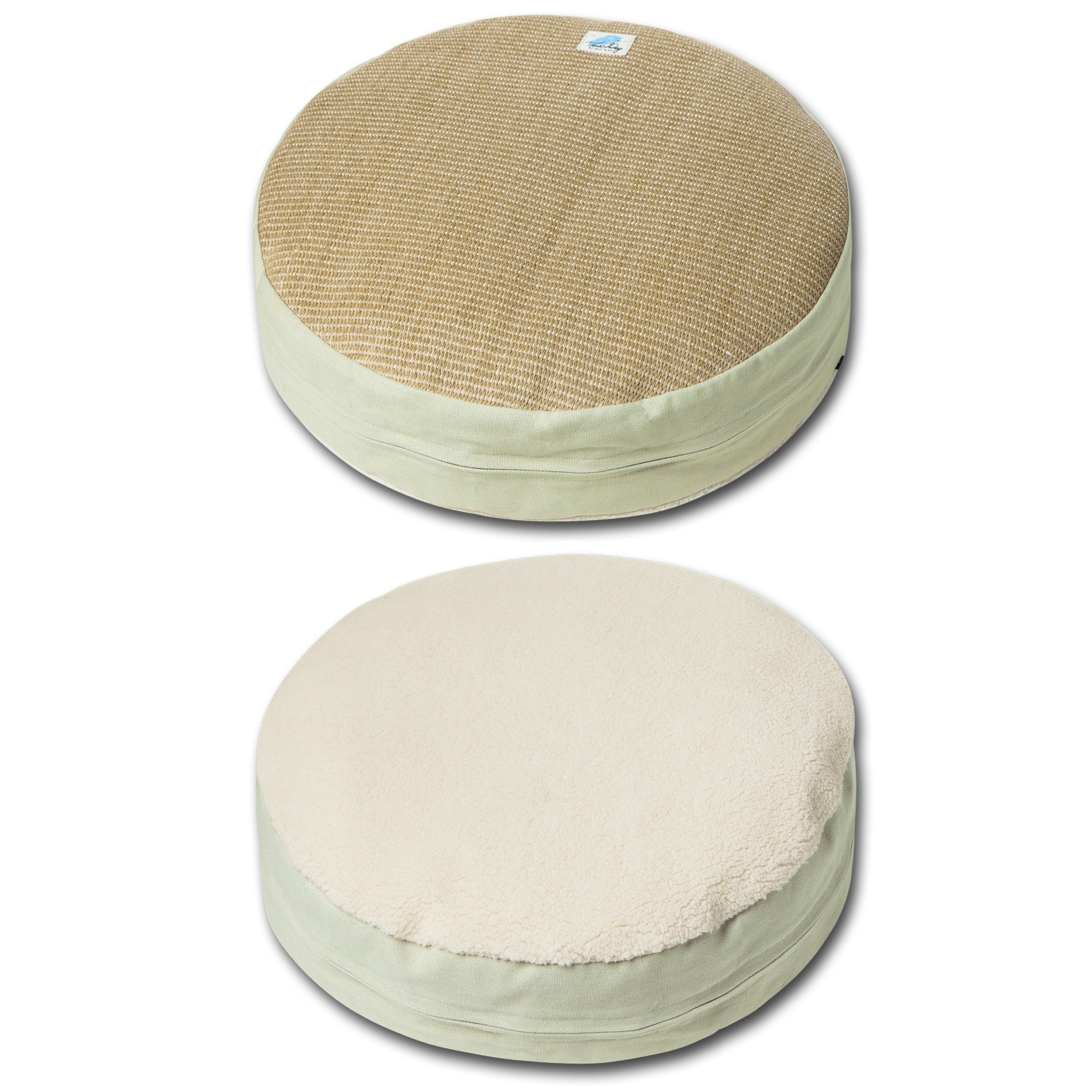 Touchcat 'Claw-ver Nest' Rounded Scratching Cat Bed w/ Teaser Toy - P's One-Stop Shop 