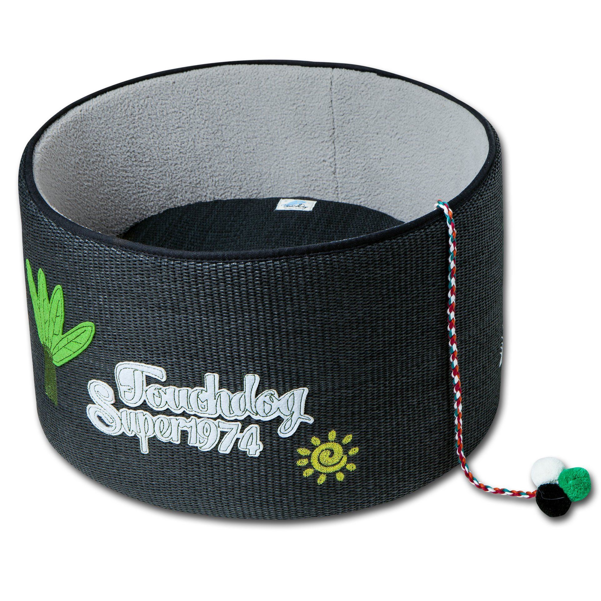 Touchcat 'Claw-ver Nest' Rounded Scratching Cat Bed w/ Teaser Toy - P's One-Stop Shop 