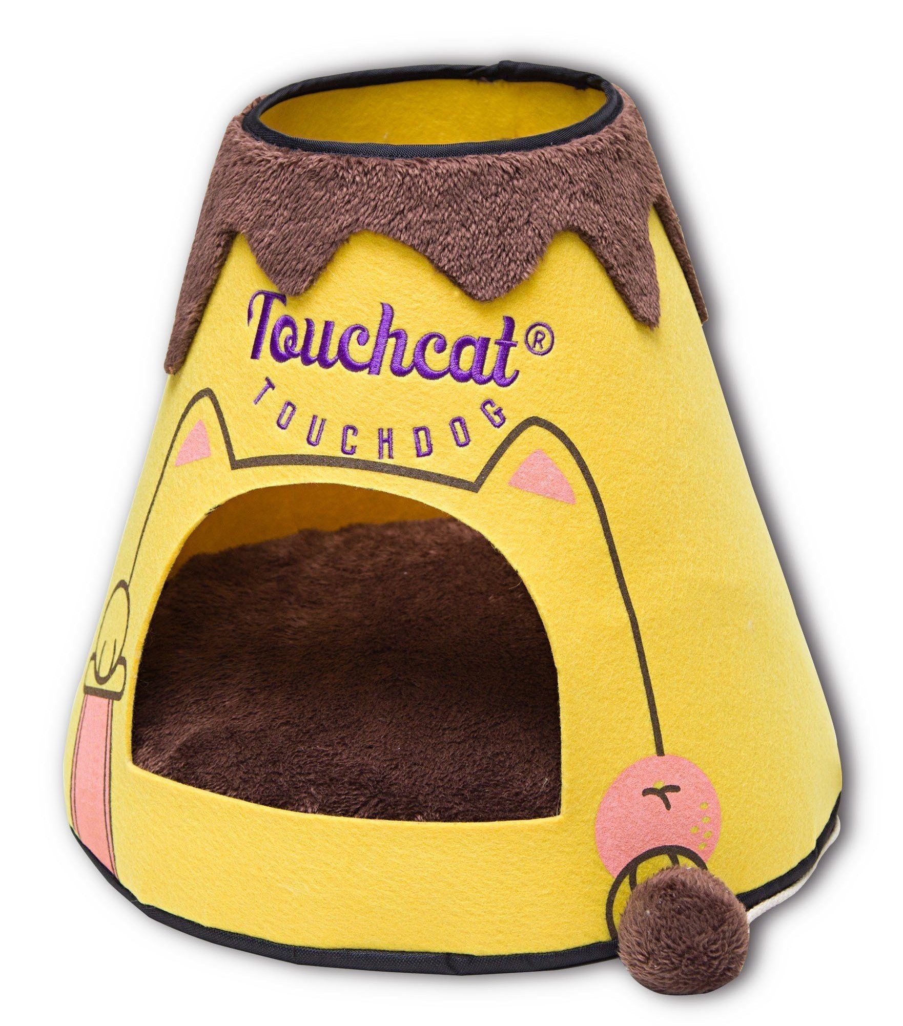 Touchcat ® 'Molten Lava' Triangular Frashion Designer Pet Kitty Cat Bed House Lounge Lounger w/ Hanging Teaser Toy - P's One-Stop Shop 