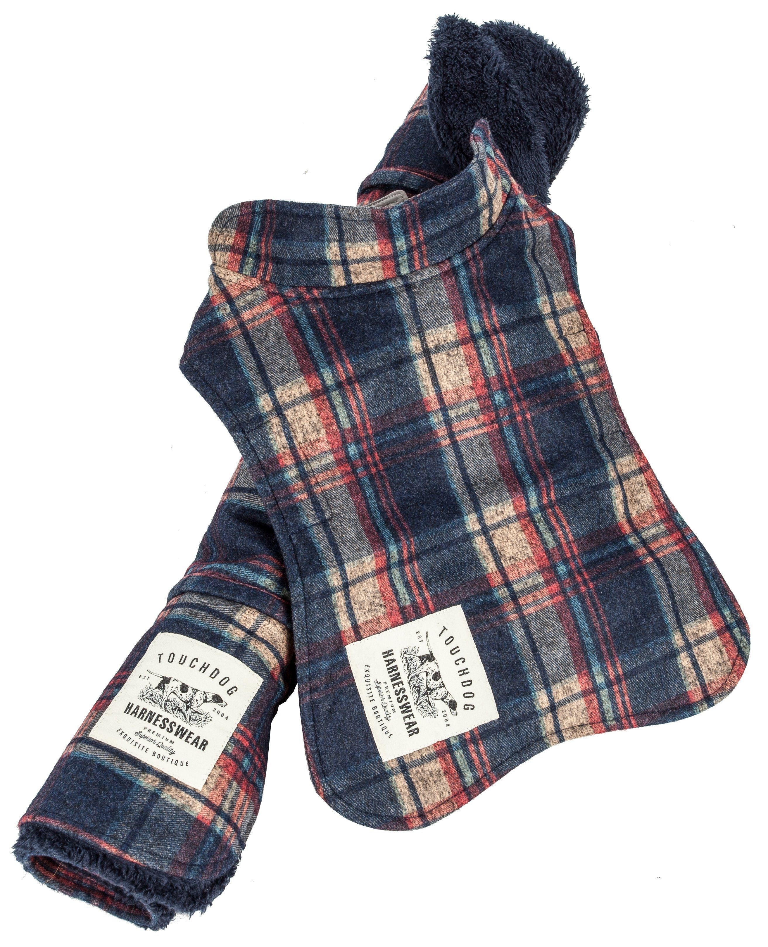 Touchdog ® 2-In-1 Tartan Plaid Dog Jacket and Matching Reversible Dog Mat - P's One-Stop Shop 