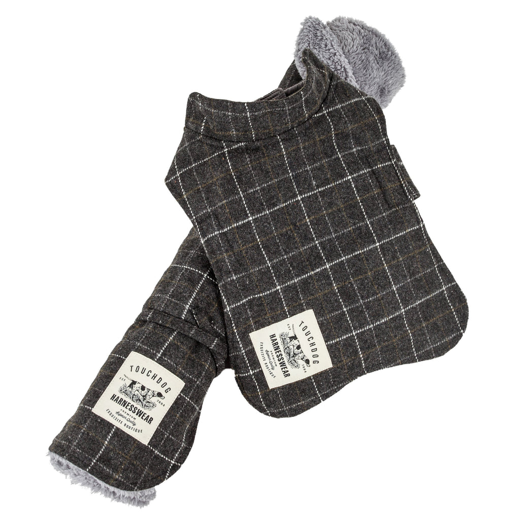 Touchdog ® 2-In-1 Windowpane Plaid Dog Jacket and Matching Reversible Dog Mat - P's One-Stop Shop 