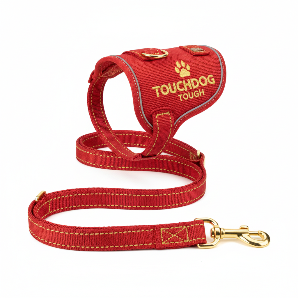 Touchdog Tough Stitched Durable Embroidered Leash and Harness - Red - P's One-Stop Shop 