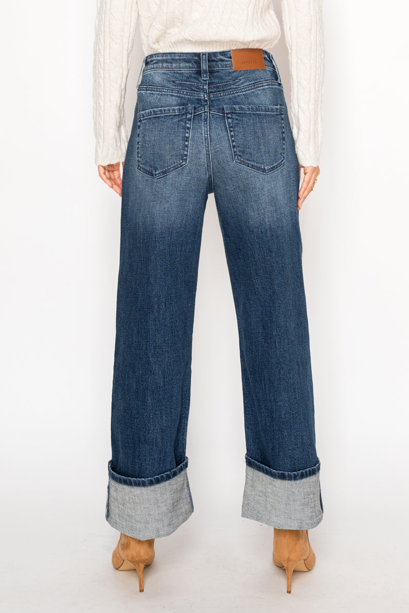Tummy Control High Rise A-wide Jeans - P's One-Stop Shop 