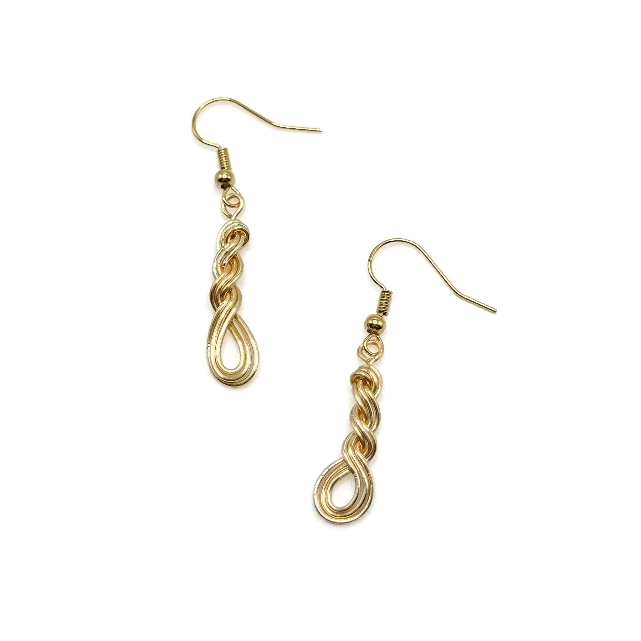 Twisted Gold Wire Fishhook Earrings - Artful 1.75" Design - P's One-Stop Shop 