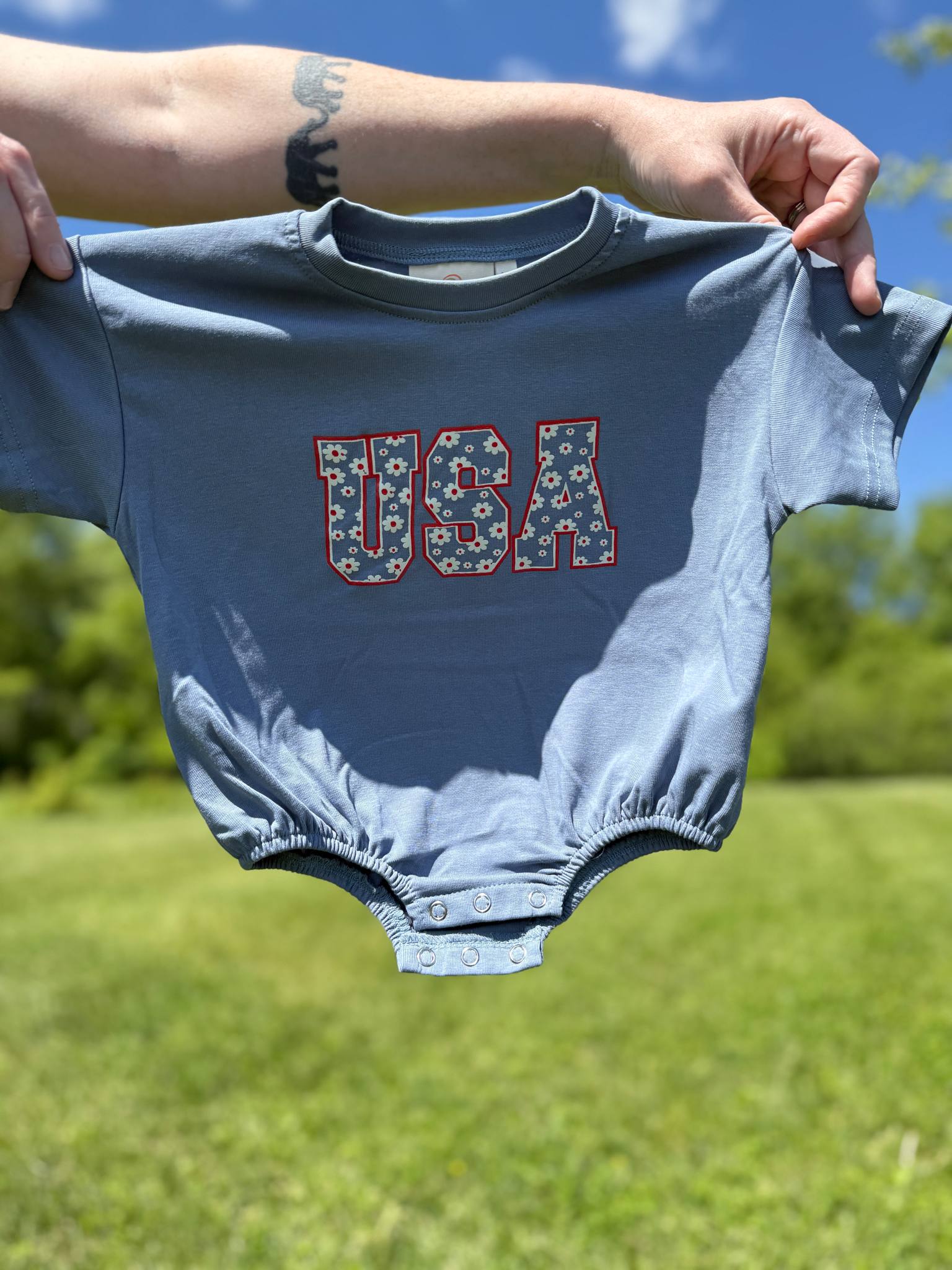 USA Daisy Oversized T-Shirt Romper - P's One-Stop Shop 