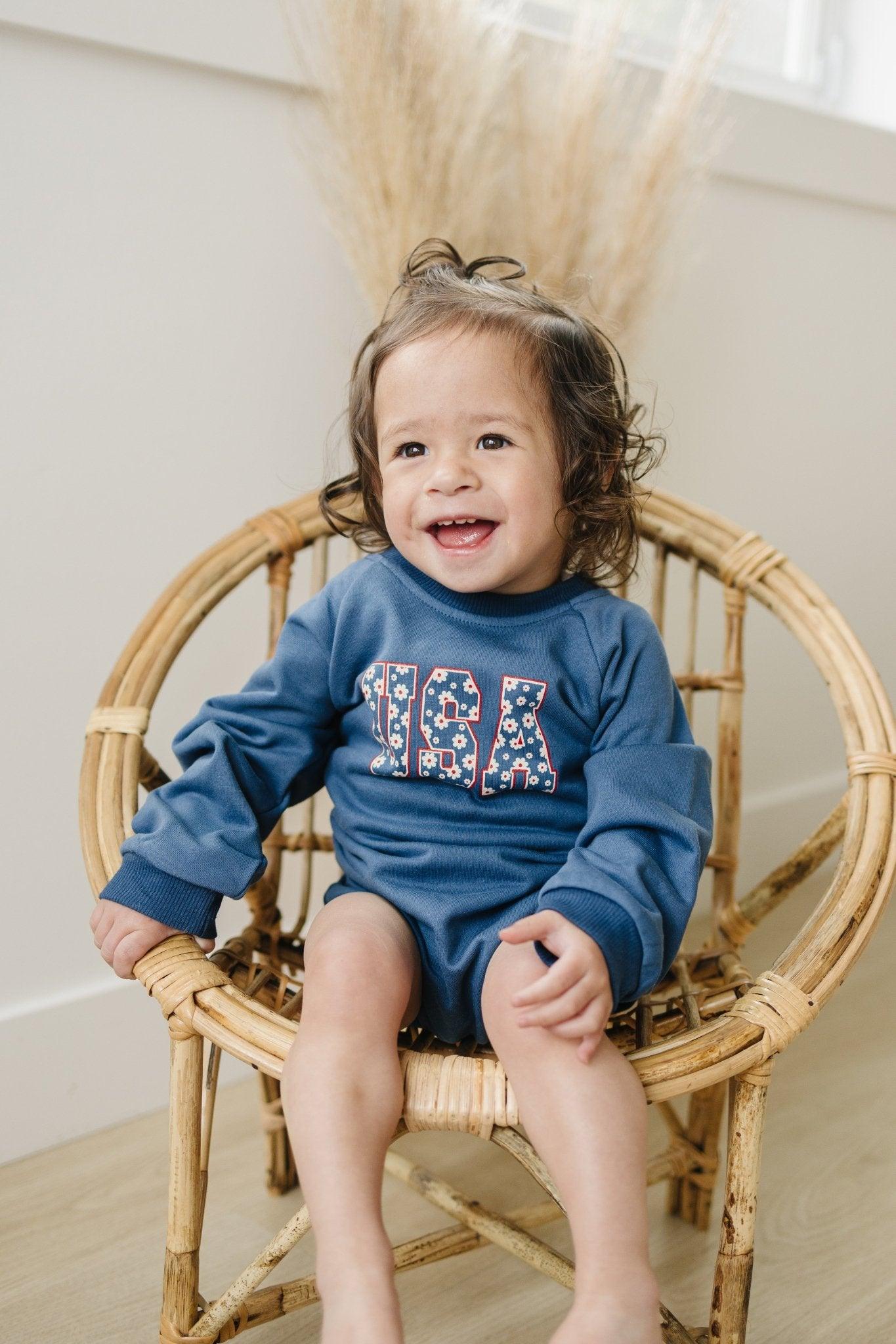 USA Daisy Sweatshirt Romper - P's One-Stop Shop 