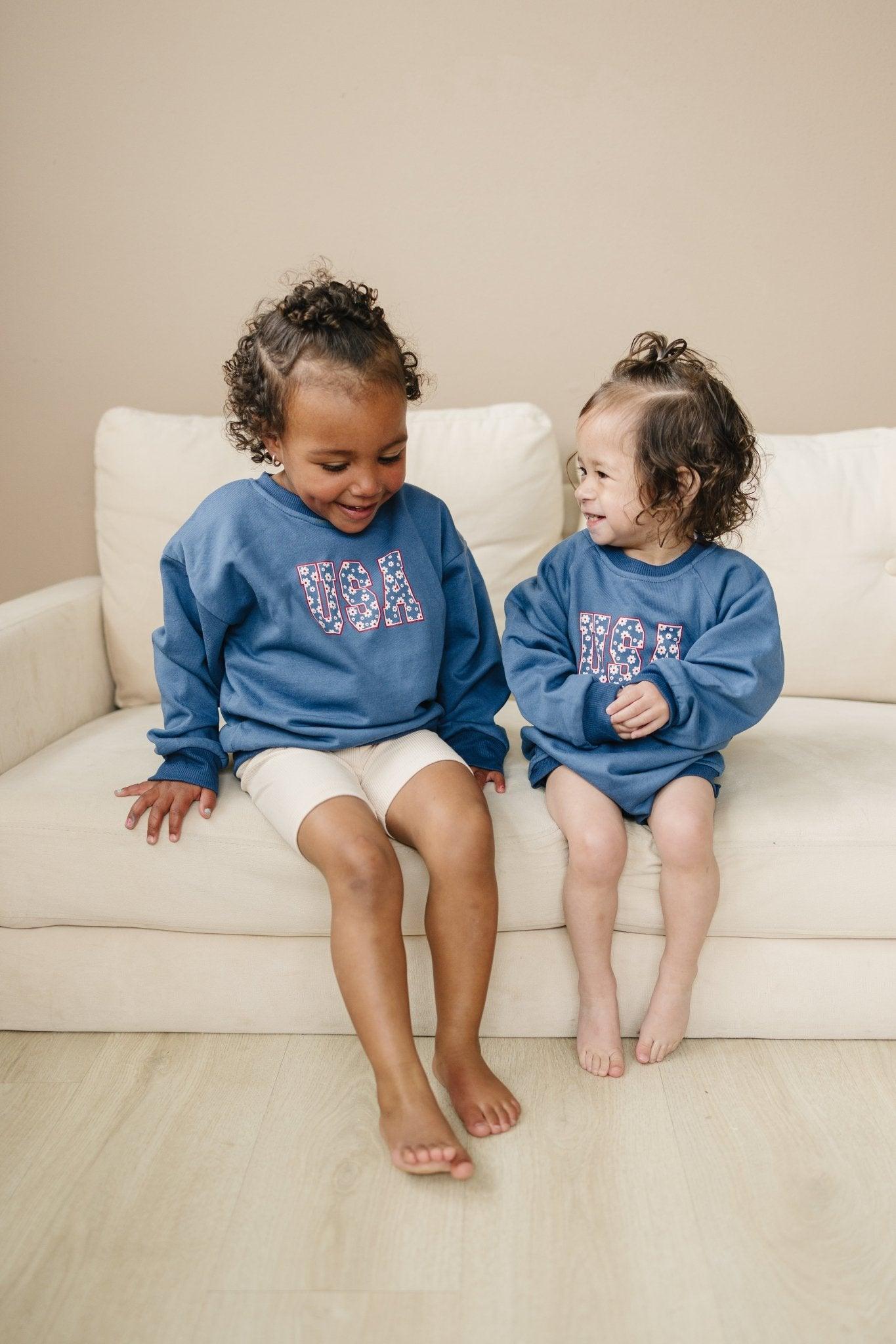 USA Daisy Sweatshirt Romper - P's One-Stop Shop 