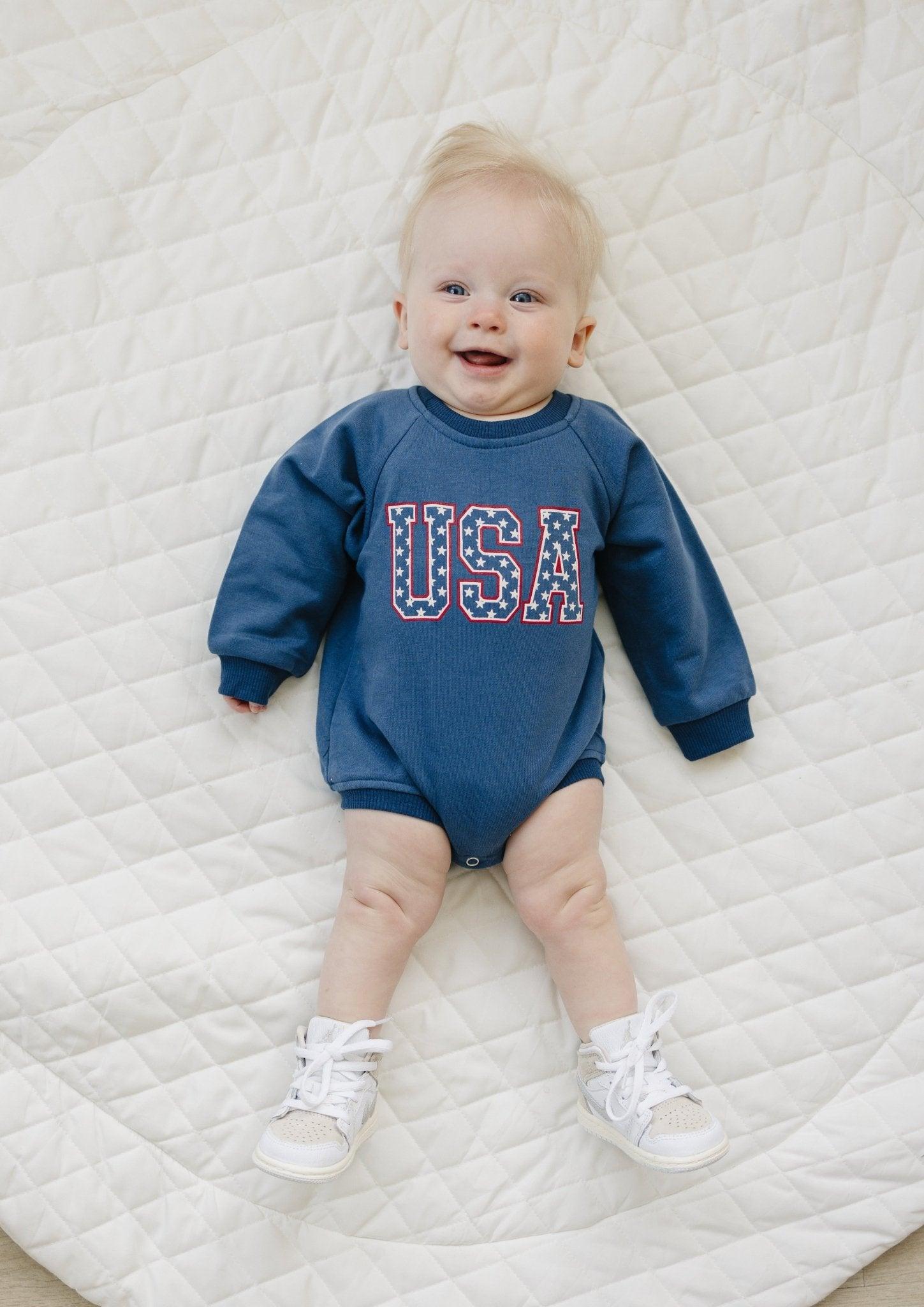 USA Stars Sweatshirt Romper - P's One-Stop Shop 