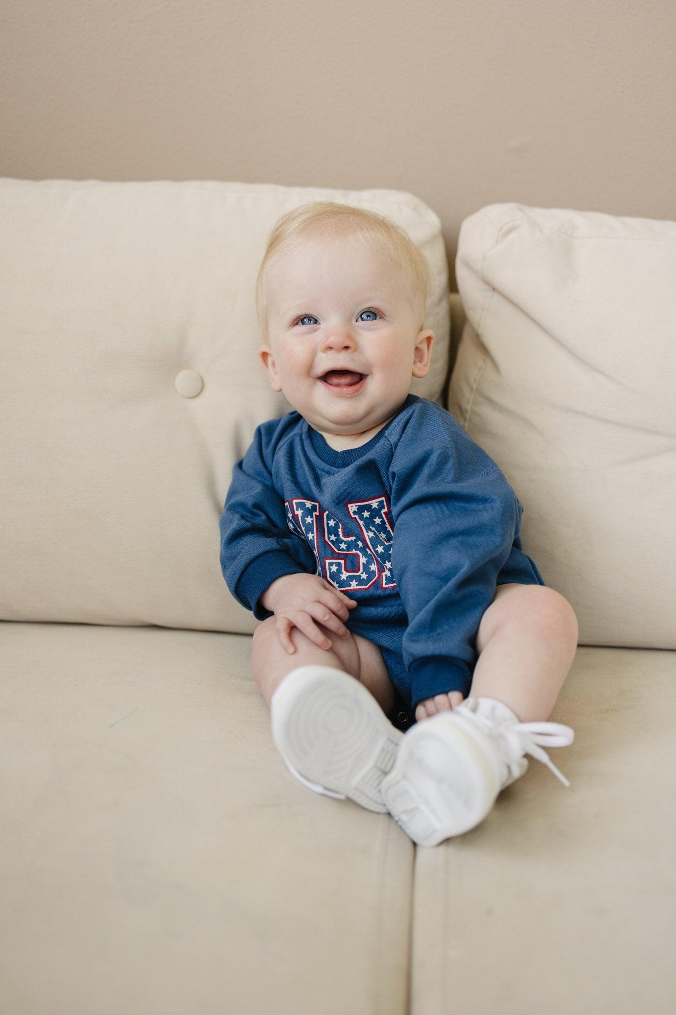 USA Stars Sweatshirt Romper - P's One-Stop Shop 