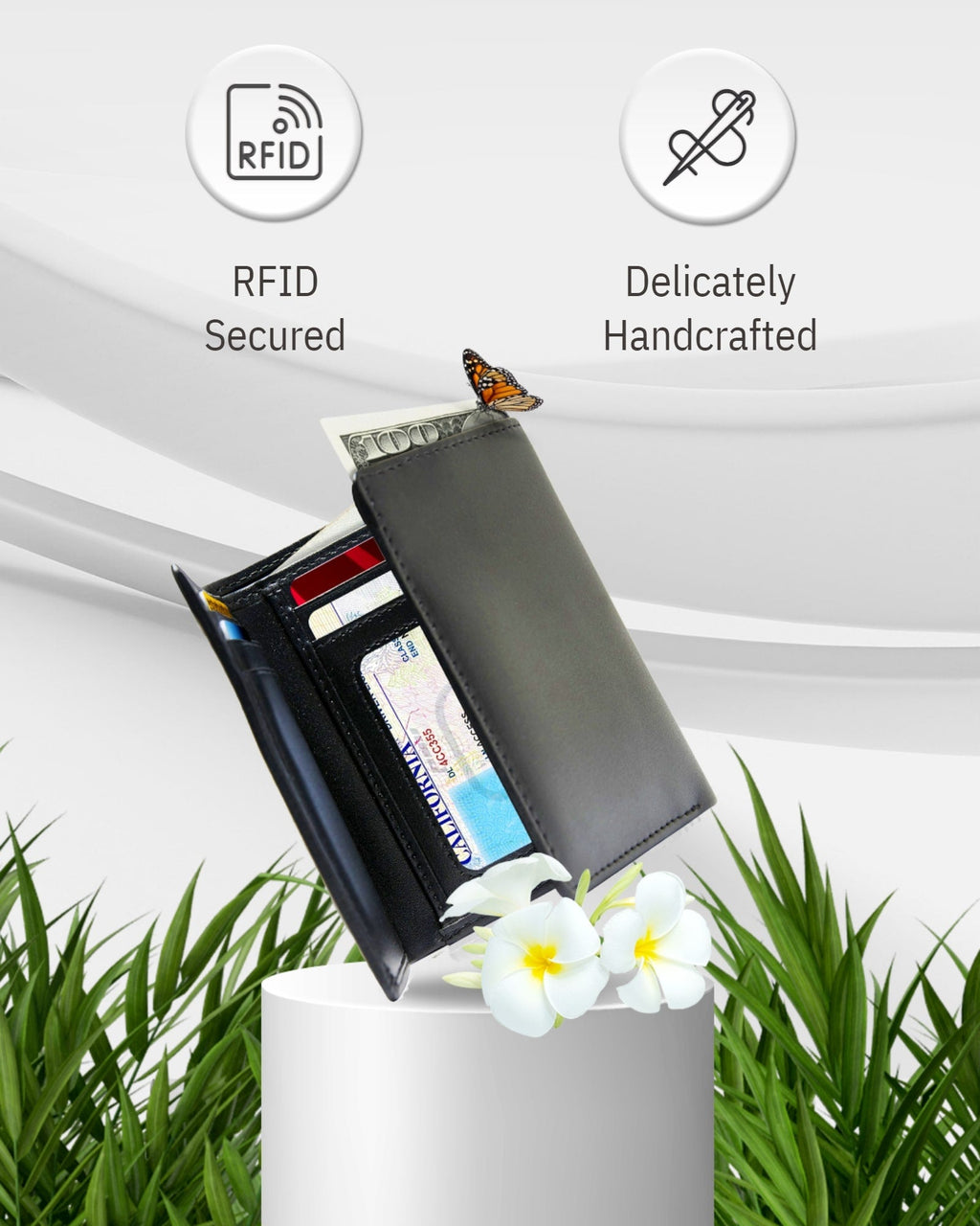 Vegan Trifold Wallet With ID Window - P's One-Stop Shop 