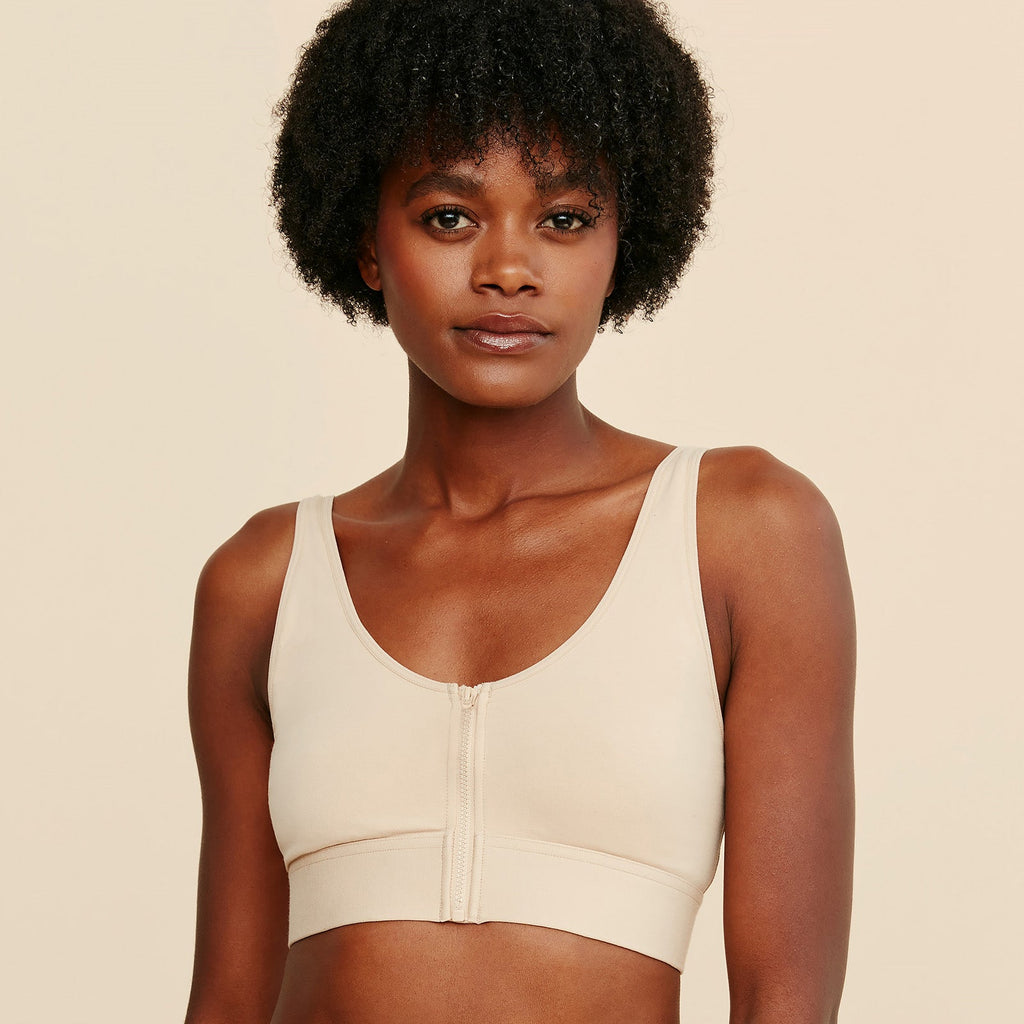 Wilderness Front‑Closure Cotton Bralette - Beige - P's One-Stop Shop 