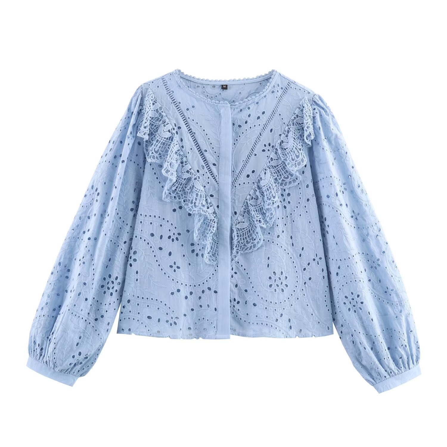 Women Clothing Autumn Hollowed out Embroidered Shirt - P's One-Stop Shop 
