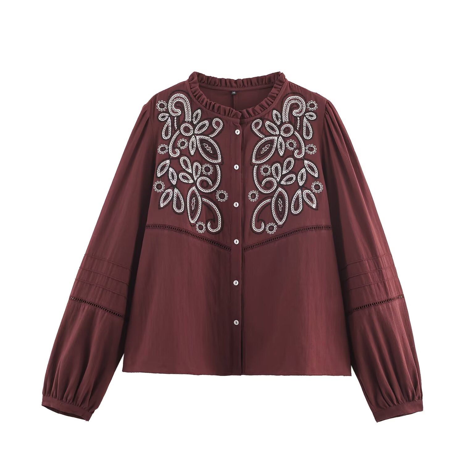 Women Clothing Casual Chest Embroidered Shirt - P's One-Stop Shop 