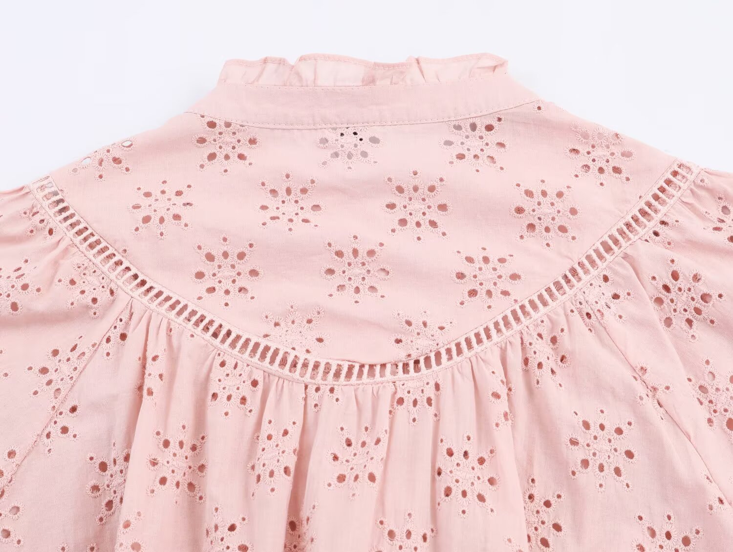 Women Clothing Casual Hollow Out Cutout Embroidered Shirt - P's One-Stop Shop 