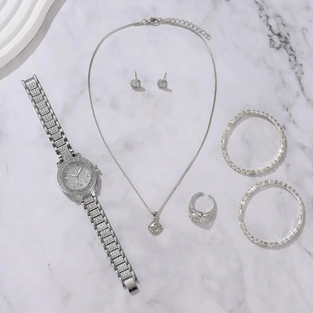 Women Watch Luxury Elegant Alloy Watch 6pcs - P's One-Stop Shop 