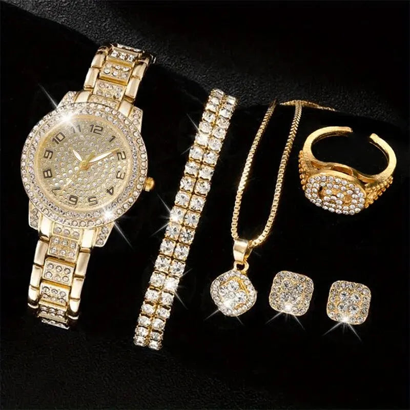 Women Watch Luxury Elegant Alloy Watch 6pcs - P's One-Stop Shop 