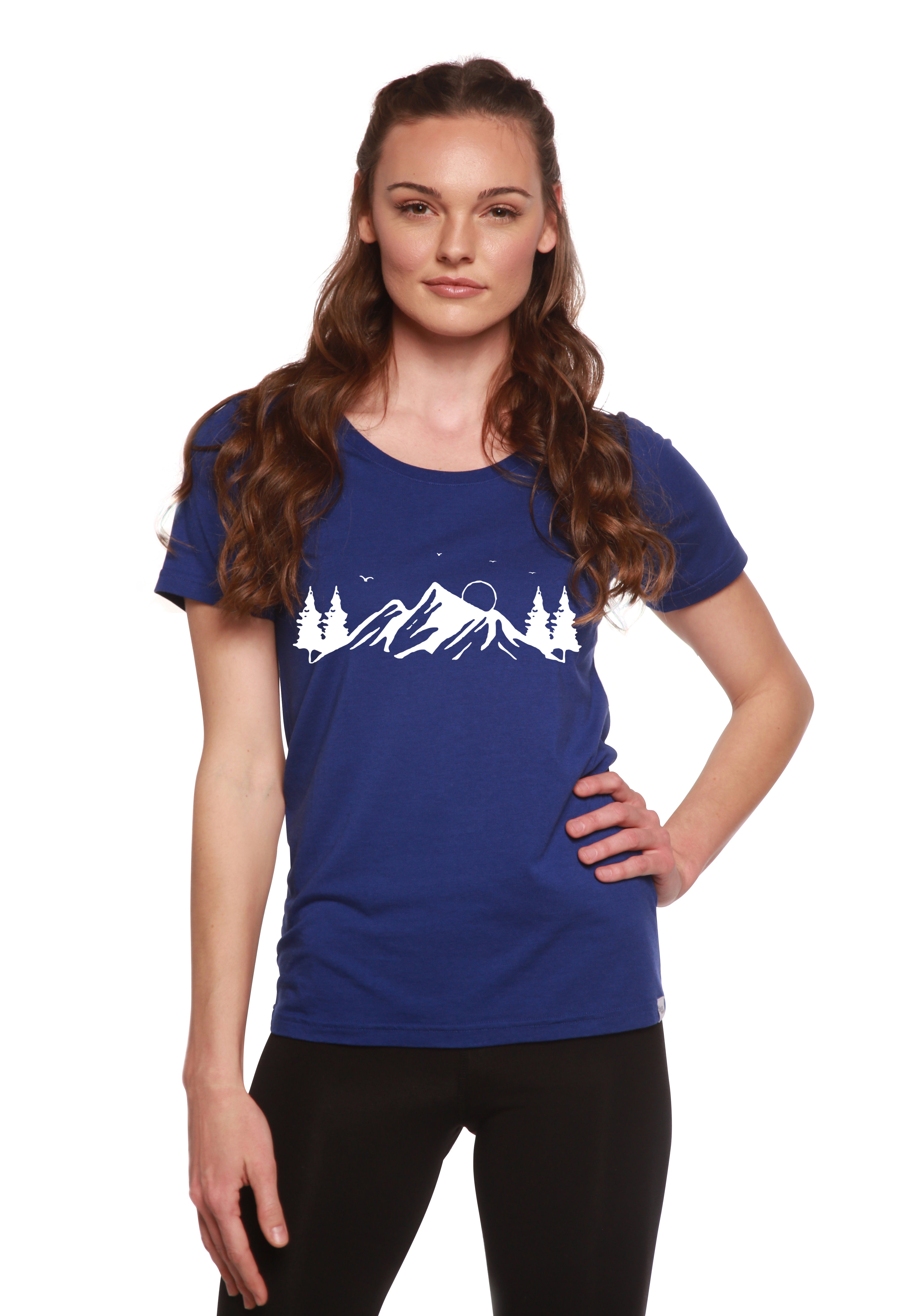 Women's Bamboo/Cotton Short Sleeve Scoop Neck T-Shirt with Print Mauna Kea - P's One-Stop Shop 