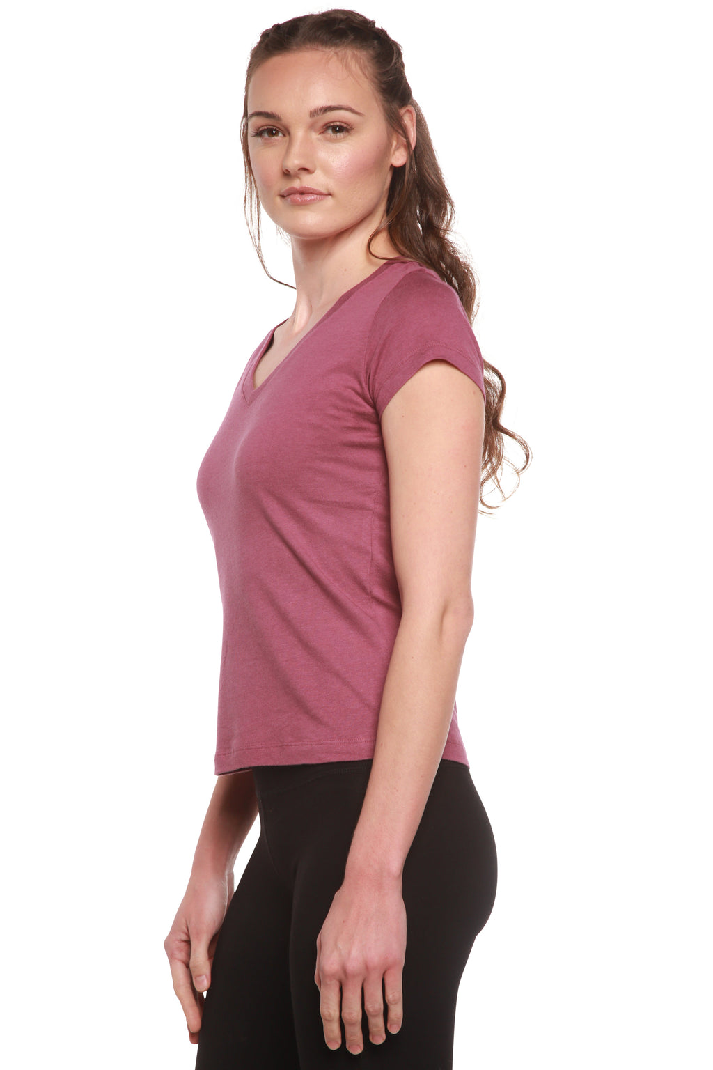 Women's Bamboo Viscose/Cotton V-Neck Cap Sleeve T-Shirt - P's One-Stop Shop 