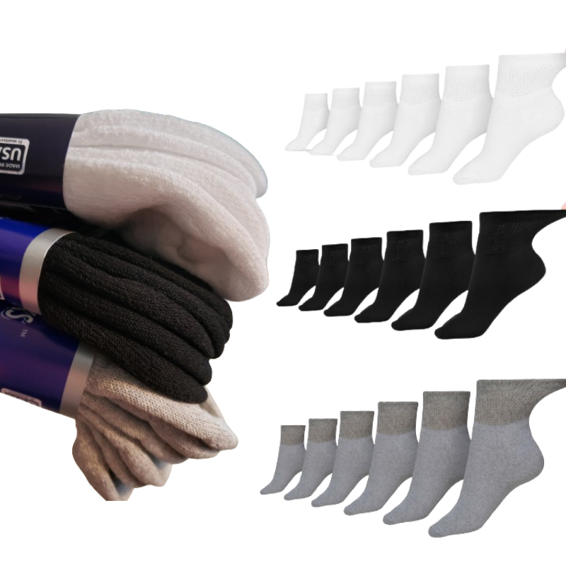 Women's Cotton Diabetic Ankle Socks (6 Pair) - P's One-Stop Shop 