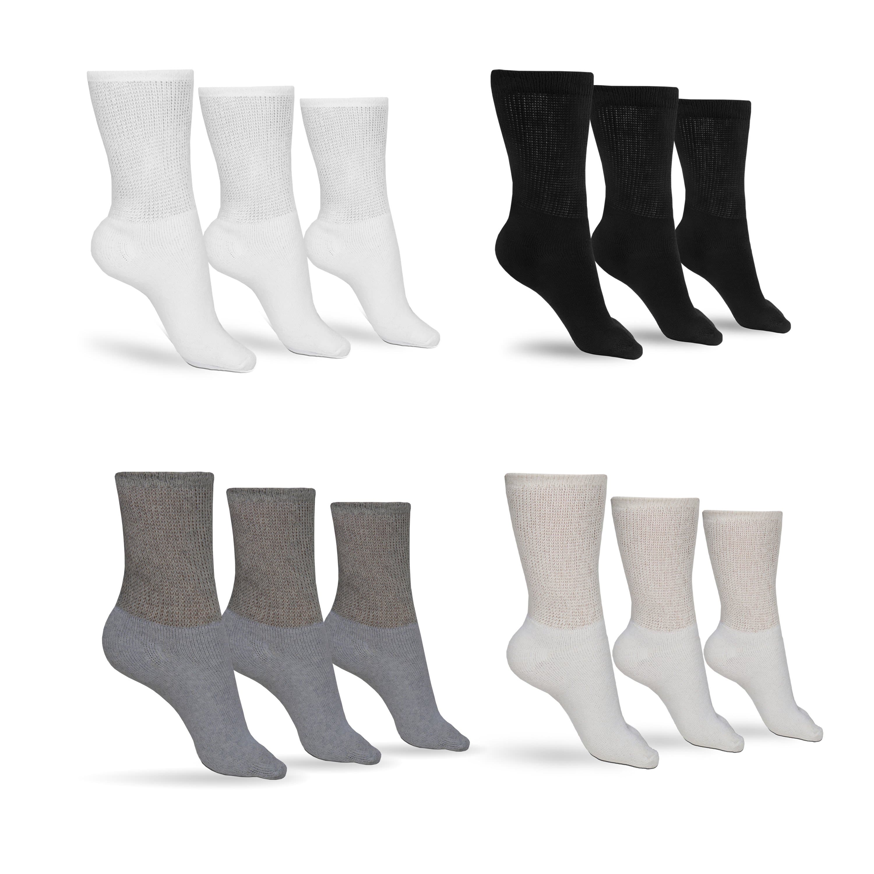Women's Cotton Diabetic Crew Socks (Assorted) - P's One-Stop Shop 