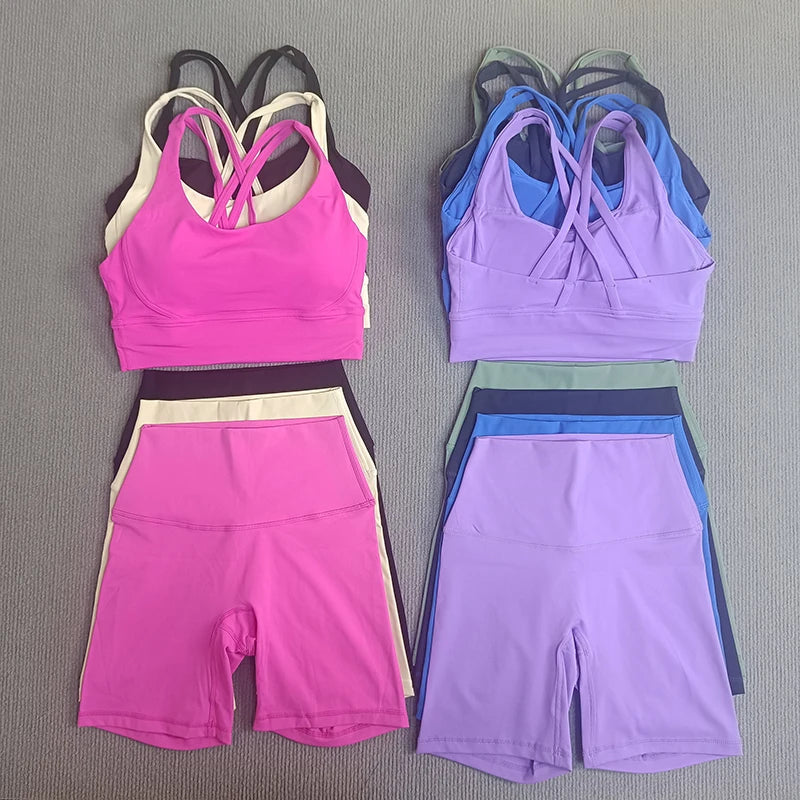Women's Cross Back Yoga Set with Pockets - P's One-Stop Shop 
