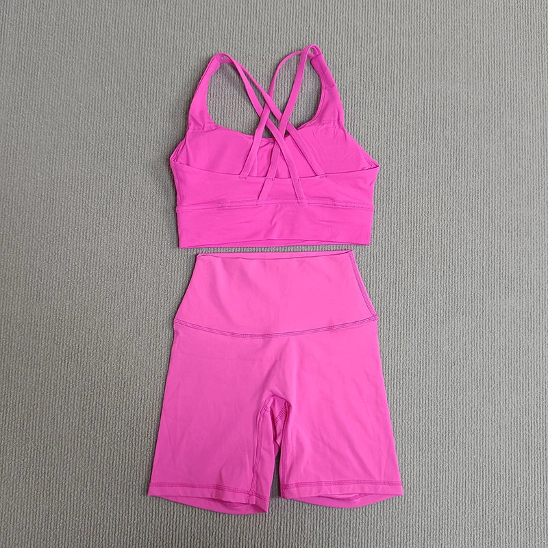 Women's Cross Back Yoga Set with Pockets - P's One-Stop Shop 