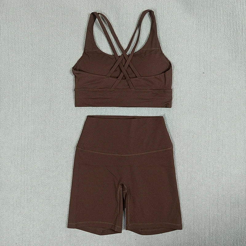 Women's Cross Back Yoga Set with Pockets - P's One-Stop Shop 