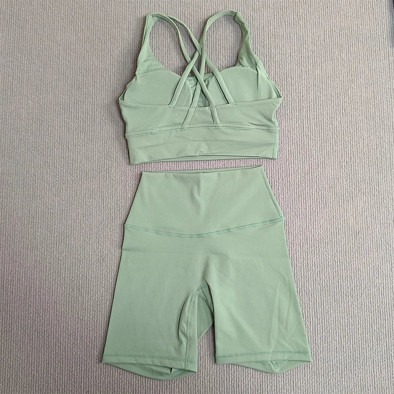 Women's Cross Back Yoga Set with Pockets - P's One-Stop Shop 