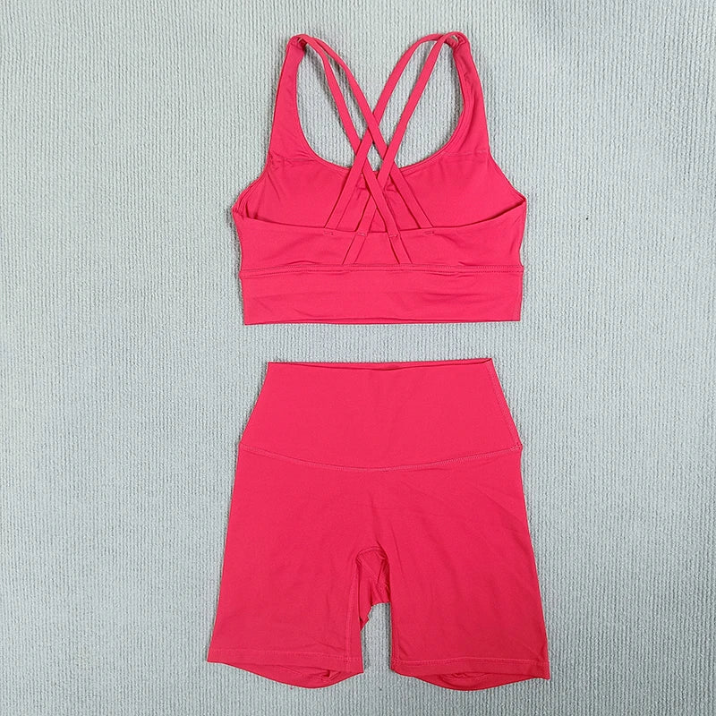 Women's Cross Back Yoga Set with Pockets - P's One-Stop Shop 