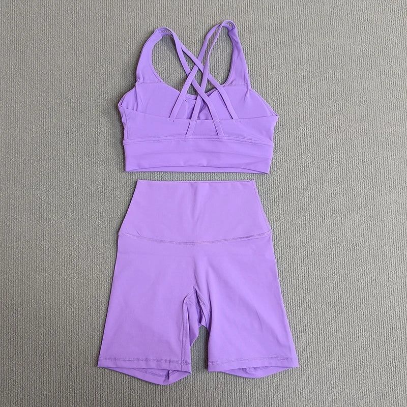Women's Cross Back Yoga Set with Pockets - P's One-Stop Shop 