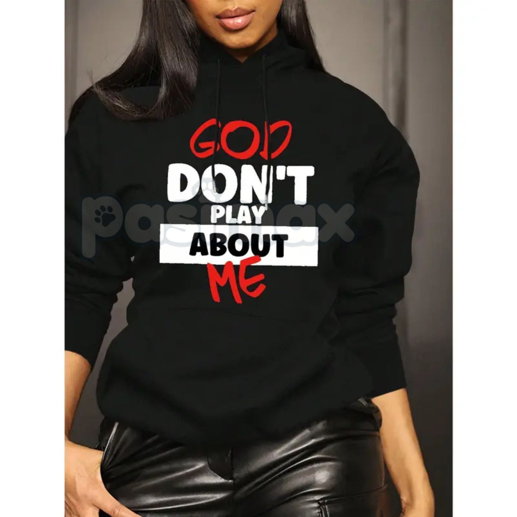 Women's Front Slogan Letter Print Hooded Sweatshirt – Casual Graphic Pullover, Trendy Statement Hoodie - P's One-Stop Shop 