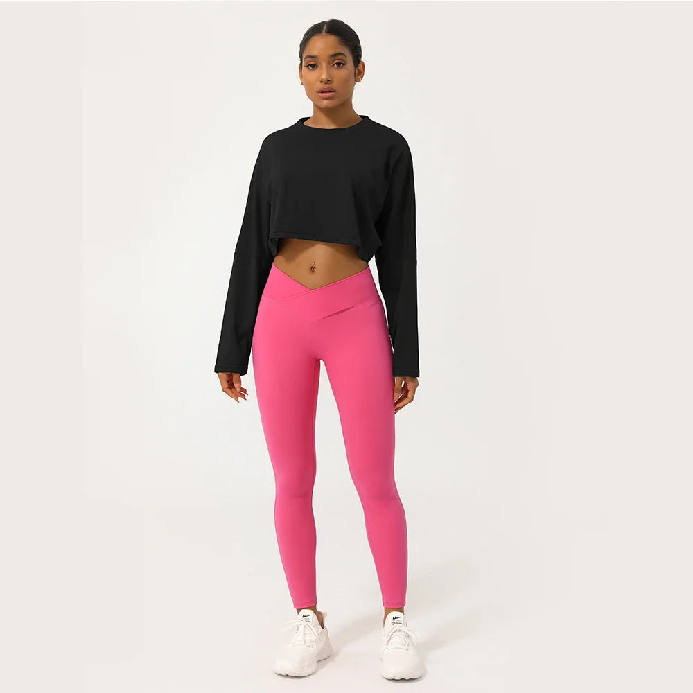 Women's Long Sleeve Fitness Crop Top - P's One-Stop Shop 