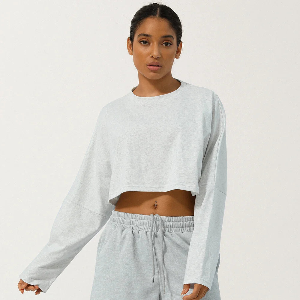 Women's Long Sleeve Fitness Crop Top - P's One-Stop Shop 