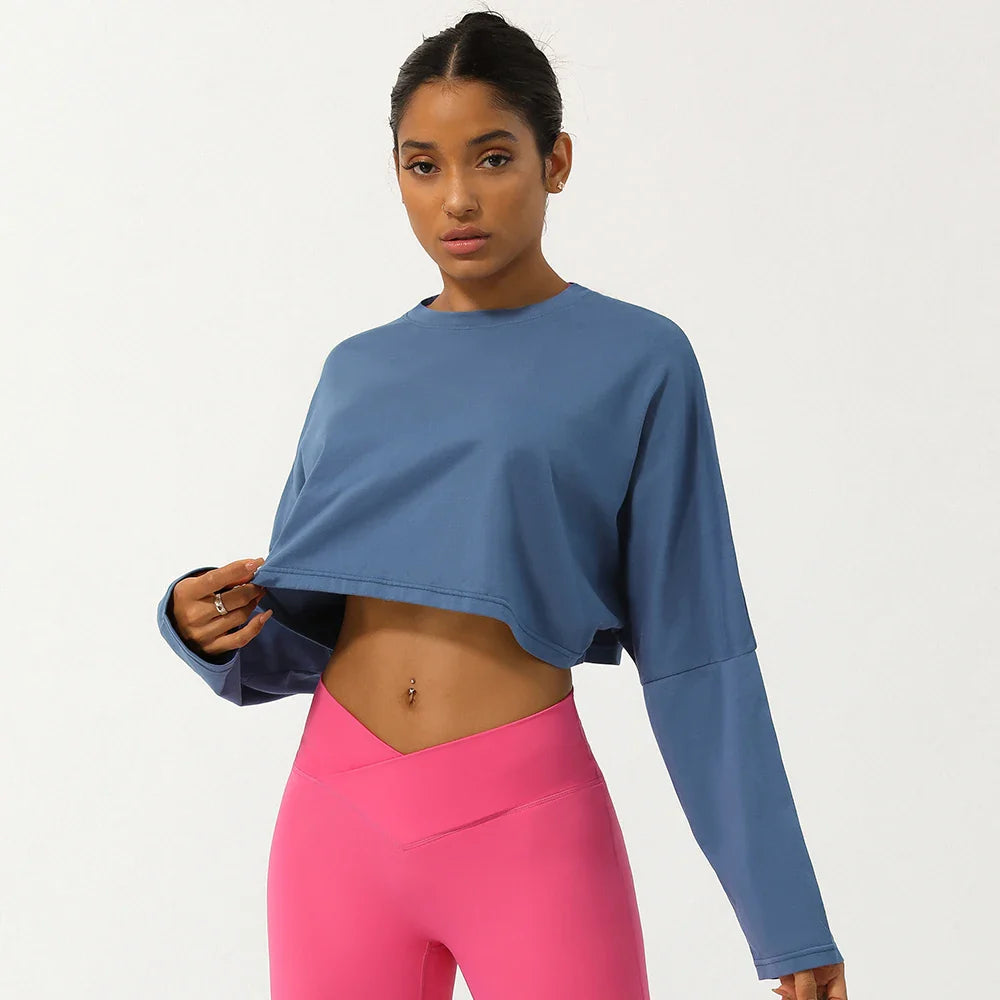 Women's Long Sleeve Fitness Crop Top - P's One-Stop Shop 