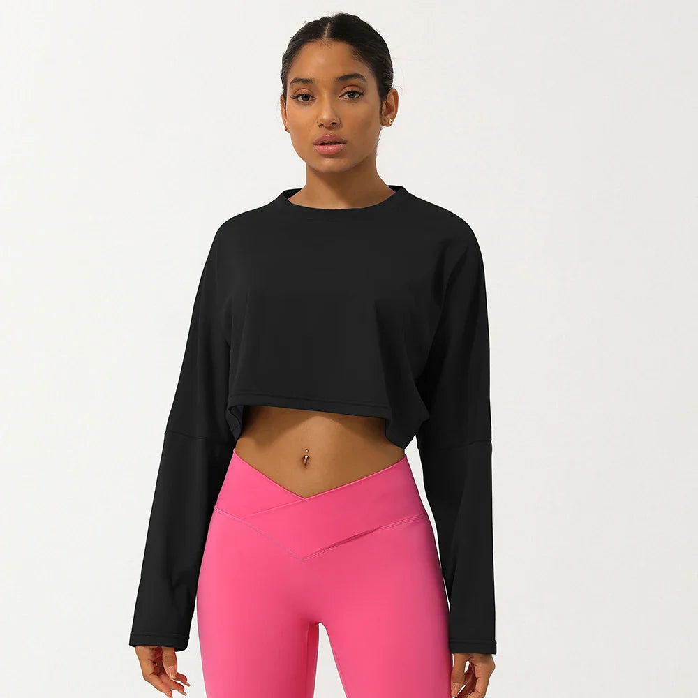 Women's Long Sleeve Fitness Crop Top - P's One-Stop Shop 
