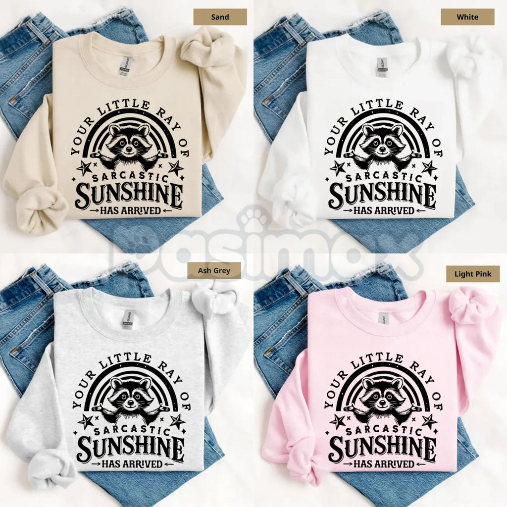 Your Little Ray Of Sarcastic Sunshine Sweatshirt | Funny Sassy Quote Crewneck | Retro Sun Graphic Pullover | Witty Sarcastic Shirt for Women | Sassy Aesthetic Jumper | Irony Inspired Streetwear Top - P's One-Stop Shop 