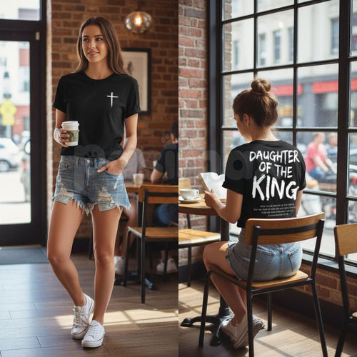 "Daughter of the King" Women's Christian T-Shirt - Inspirational Faith-Based Graphic Tee, Premium 100% Cotton Religious Gift for Her, Minimalist Scripture-Inspired Crown Top, Empowering Grace-Filled Apparel, Soft Lived-In Christian Streetwear - P's One-Stop Shop 